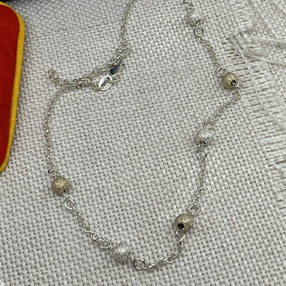Vintage Milor Italy .925 Sterling Silver & Gold-Plated Stardust Bead Necklace - Picture 8 of 17